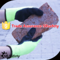 SRsafety 7 gauge Hi-Viz yellow nappy acrylic liner coated black foam latex on palm/winter gloves